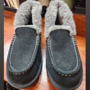 Ugg Ansley Parc Suede Fur Lined Wedge Platform Slip Ons